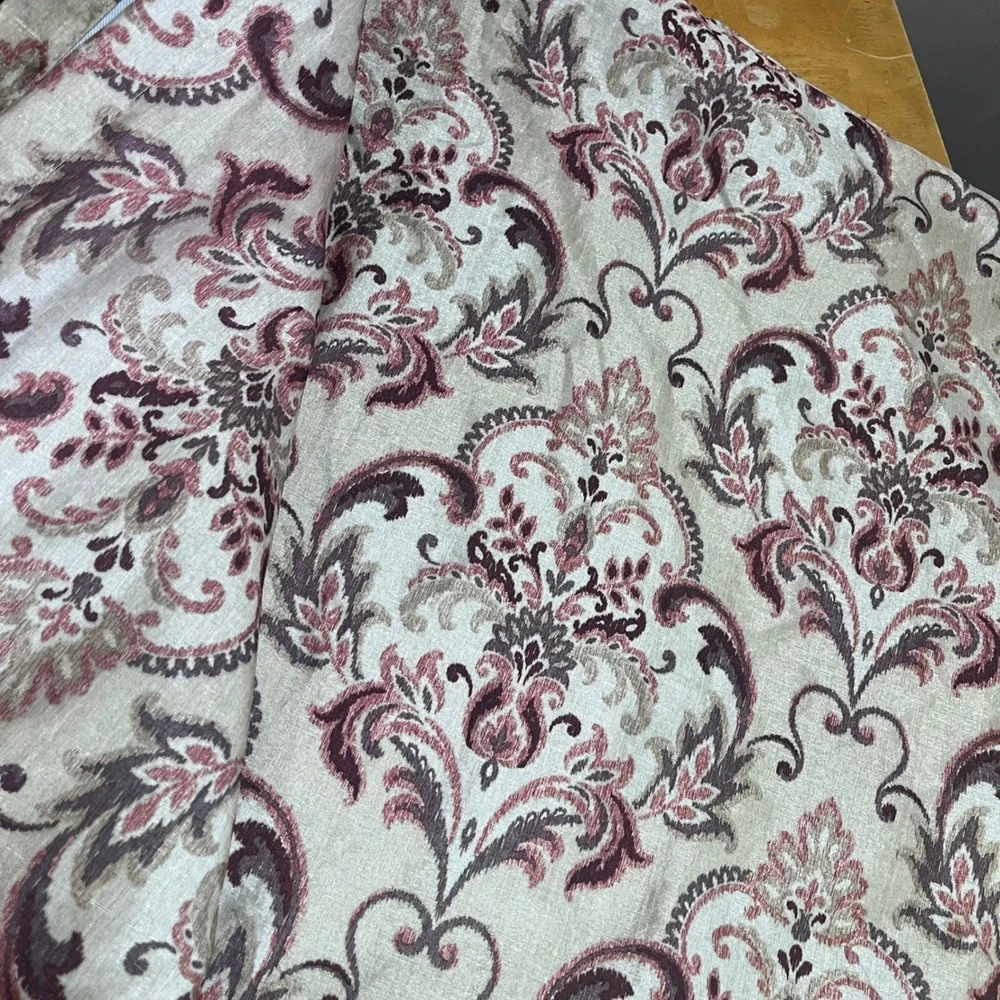 Royal Velvet Damask Floral Grommet Curtain‎ Panels Set of 2 Burgundy Plum 50x84